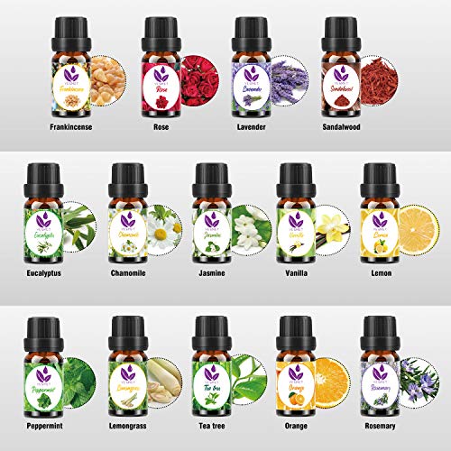 Etherische Oliën Set 14x10ml, 100% Pure Diffuser Olie Cadeauset, Citroengras/Pepermunt/Sinaasappel/Lavendel/Eucalyptus… - Afbeelding 3