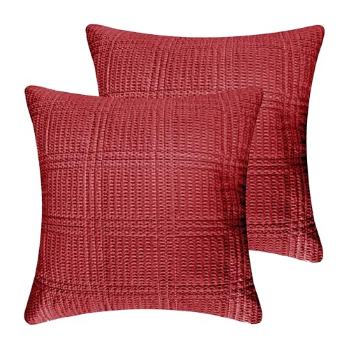 Levtex Home - Cloud Waffle - Quilted Euro Sham Set of 2 - Waffle Weave - Red - (26x26in.), No Insert - Cotton