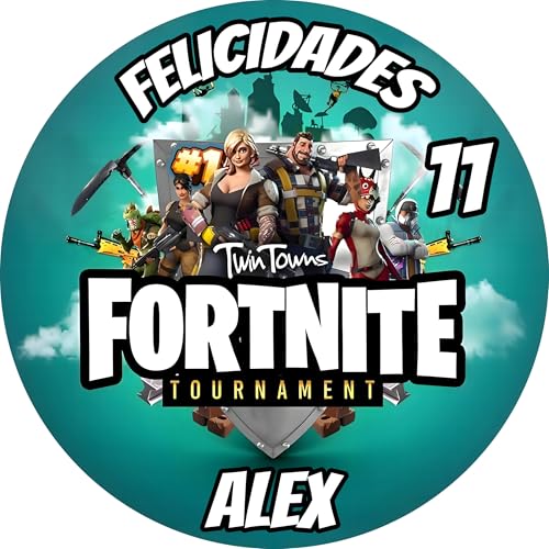 MDA Foto Comestible, OBLEA o Papel de AZÚCAR, FORNITE, Personalizada Foto con Texto, Foto Comestibles para Tartas y Magdalenas. Varios Tamaños. Disco 1