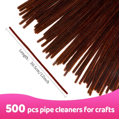 Image of Praisebank Brown Pipe Cleaners for Crafts, 500pcs, Chenille Stems for DIY Projecets, Arts & Crafts Supplies for Festival Party Decorations