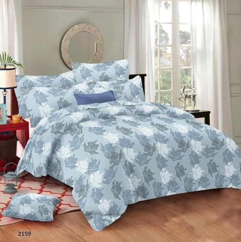 Image of Trance Home Linen 100% Cotton Printed Zippered Duvet Cover /Blanket Cover | King Size (102 x 110 Inch) Fern Paradise Blue