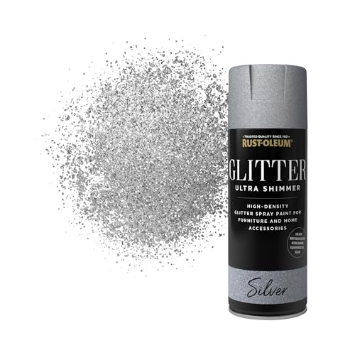 Rust-Oleum Ultra Shimer Silver Gloss Glitter Effect Multi-Surface Topcoat Spray Paint 400ml Aerosol
