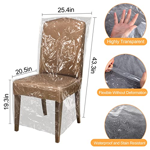 4 Pack Plastic Dining Chair Protectors With Backrests - Waterproof Thickened Pvc Chair Seat Covers Removable Washable Chair Slipcover Keeping Your Dining Chair Away From Water Dust Pet Hair Paws Claws #TOP2