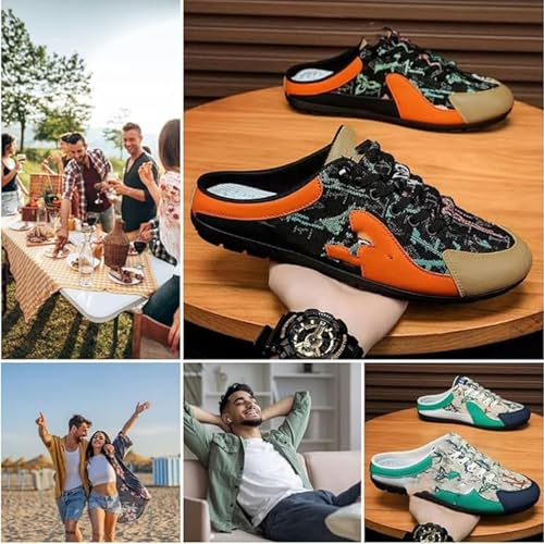 Men's Backless Sneakers,New Summer Slip-on Men's Sports Slippers, Casual Mule Open Back Sneakers Sports Shoes Low-Top Walking Outdoor Shoes2