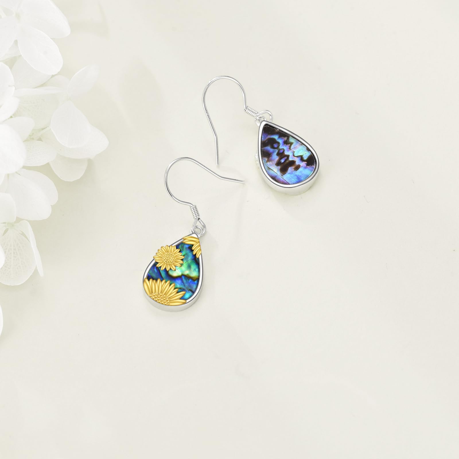 YFN Orecchini a forma di girasole da donna, in argento Sterling e oro, gioielli per la mamma