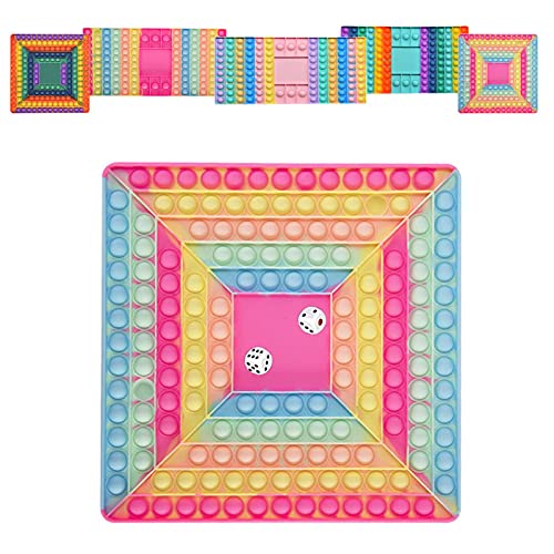 KFGJ Big Size Push Pop Bubble Fidget, Chess Board Pop It, Dual Player Push Bubble Pop sensorisches Schachbrett Spielzeug für Eltern-Kind, Freunde, Jumbo Stress Spielzeug für Party, Büro 4-Spieler-A Cover