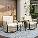 Swpormundo Patio Wicker Chairs Swivel Rocker, Outdoor Swivel Rocking Chairs Set of 2 with Rattan Side Table, 3 Piece Patio Swivel Glider Chair Patio Furniture Sets for Deck Porch Backyard (Beige)