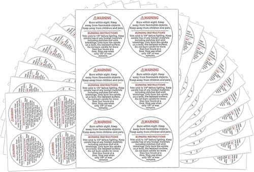 Candle Stickers 2 Round Labels Waterproof Red Minimalist