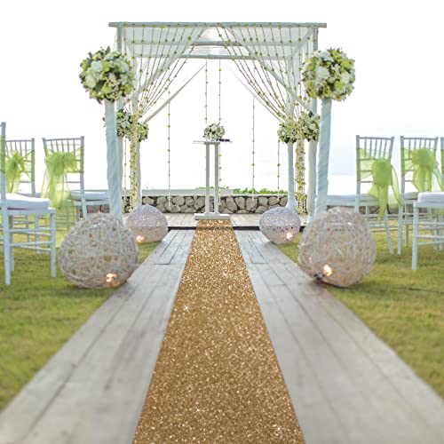 Tatuo Carpet Runner 2.46 x 30 ft Runway Rug 55 GSM Thickness with Carpet Tape for Prom Graduation Wedding Outdoor Indoor Hallway Movie Party Decoration Rug(2.46 x 30 Feet,Glitter Champagne)