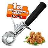 1 Oz Ice Cream Scoop with Trigger #30 - Versatile 1 Oz Scoop for Gelato, Cookie Dough Baking, Sorbet & Meatballs - Rust-Resistant Stainless Steel, Easy to Clean in Dishwasher, Non-Slip Handle