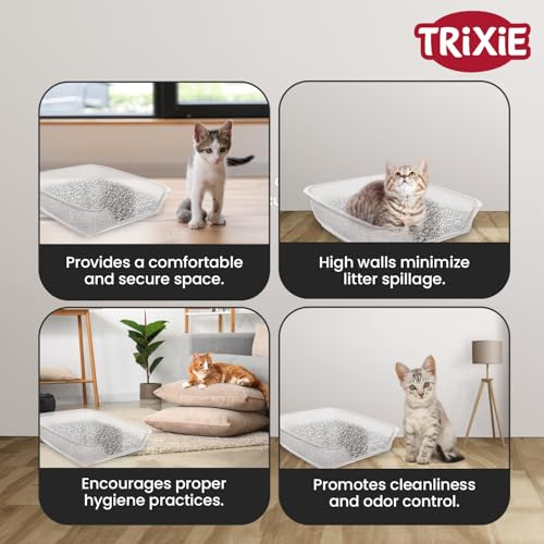 Image of Trixie Junior Nuno Cat Litter Tray, Recycled, Plastic, 28 x 9 x 36 cm, Small Animal Home Ensures Ease of Cleaning and Hygiene Maintenance (Color May Vary)