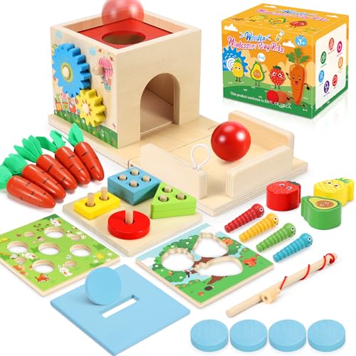 COOLJOY Montessori Spielzeug Ab 1 Jahr | Holzspielzeug Motorikspielzeug Ab 1 Jahr | 8-IN-1 STEM Geschenk Für Jungen Und Mädchen 2 3 4 Jahren