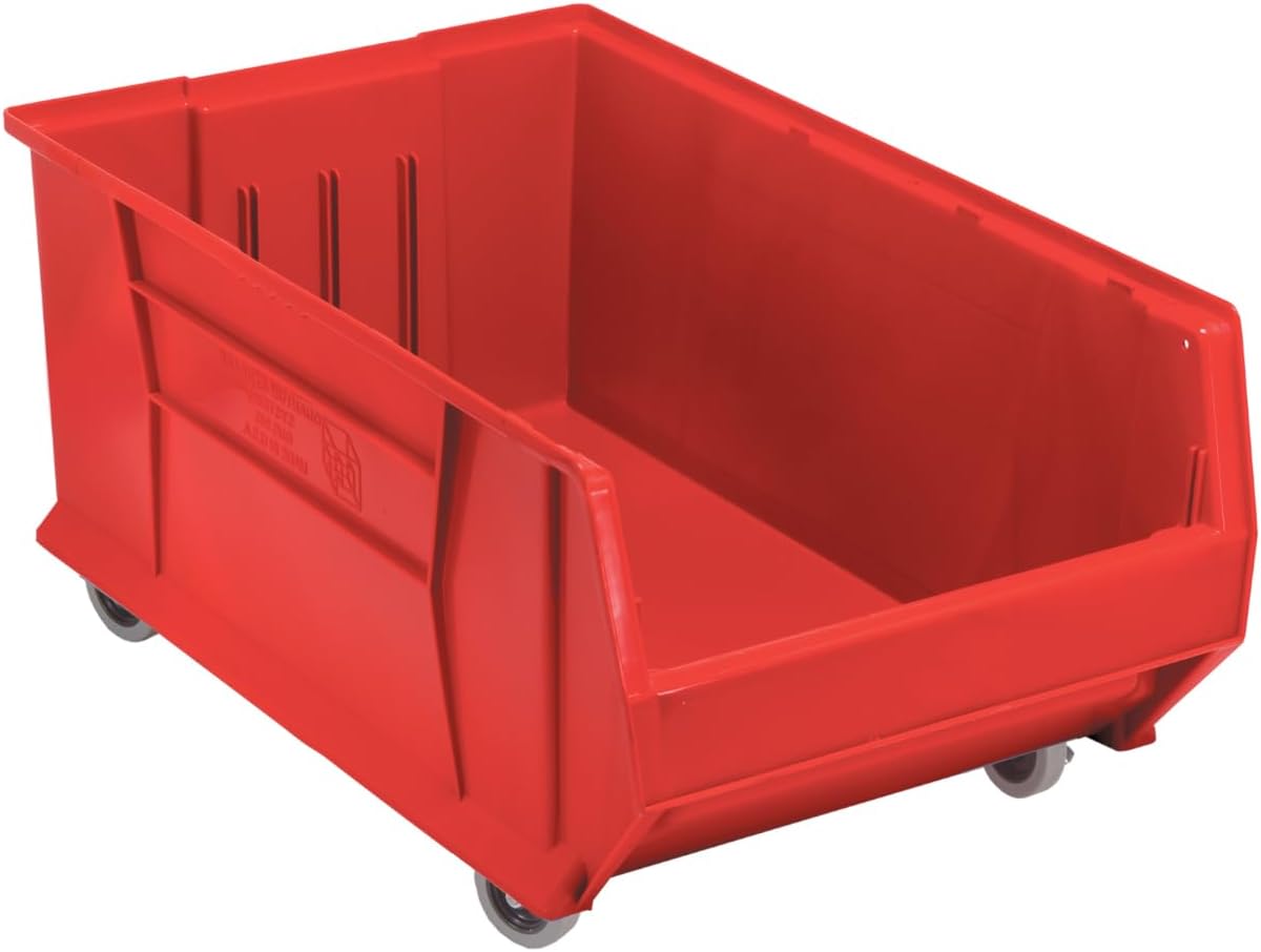 QUANTUM STORAGE SYSTEMS QUS985MOBRD Hulk Mobile Heavy Duty Part Organizer Red Bins 30" L x 19" W x 15" H