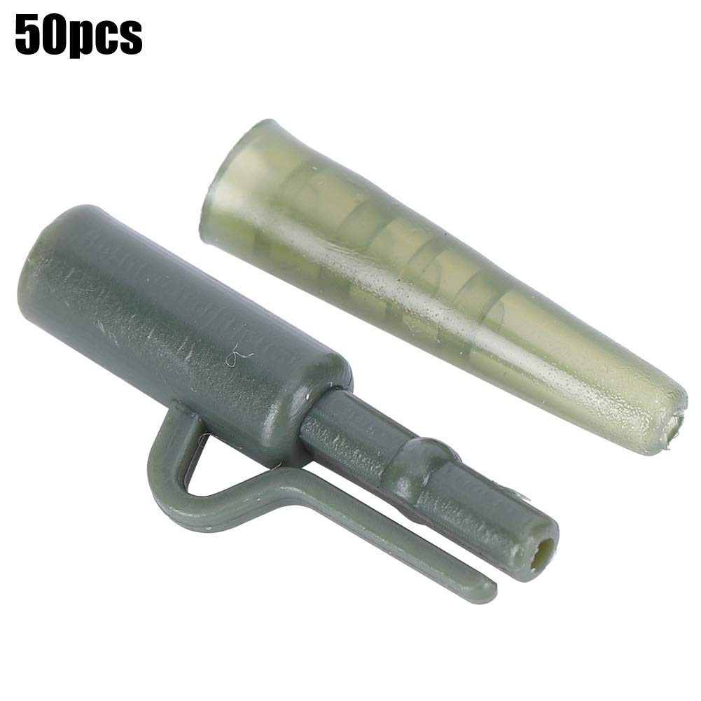 Kit de Accesorios para Aparejos de Pesca de Carpa de Silicona de 50 Juegos para línea de fijación, Conector de Cambio rápido, Clip de Cable de Seguridad de Manga