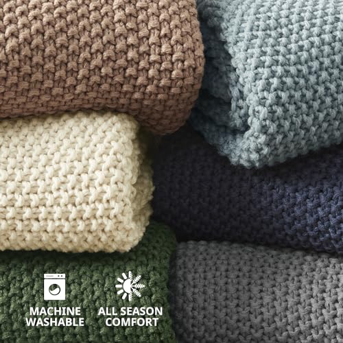 Image of Ink+Ivy Bree Knit Throw Blanket for Bed, Sofa, and Couch, Lightweight, Breathable, Soft & Cozy Summer Blanket, Throw (50 in x 60 in) Brown