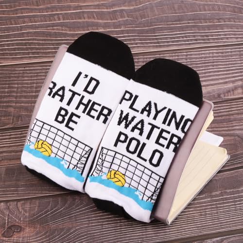 image for BWWKTOP Water Polo Socks Water Polo Player Gifts I'd Rather Be Playing