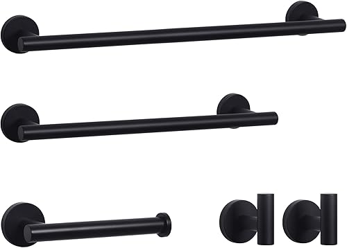 HouseAid Juego de accesorios de baño de 5 piezas, accesorios de barra de toalla de acero inoxidable para baño, incluye toallero de 12 pulgadas,
