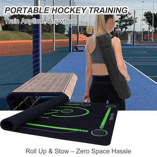 GIRISHIP Field Hockey Training Mat 59\" x 35.4\" Quiet Indoor Dribbling Board for Ball Control - Non-Slip Stickhandling Pad with Visual Drills - Portable Floor Protector for Practice(Green, 59\" x 35.4\")