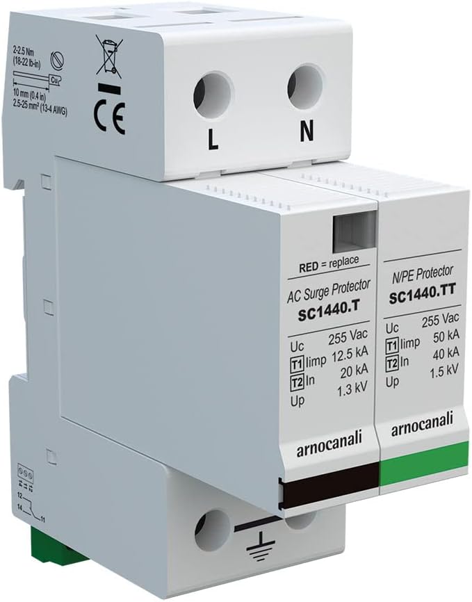 arnocanaliSC1440.2TTF Isopro Discharger 1 + 1 Modules, Reference Class T1 + T2 for Networks Tt - Tn with Telescopic
