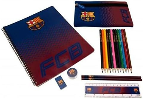 Ultimate Stationary Sets: Various Football Club/Team Designs (Pencil Case, Notepad, Ruler, Pencils, Rubber and more) Ideal for school (FC Barcelona)