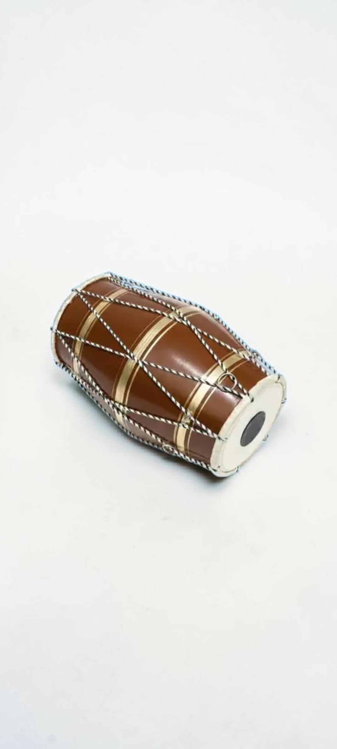 Traditional Dholak Drum, Double-Headed Percussion Instrument, Brown with Rope Tuning-image-36
