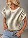 EVALESS Womens Striped Sweater Vest Cap Sleeve Round Neck Pullover Tank Tops Sleeveless 2025 Fashion Summer Clothes Apricot X-Large