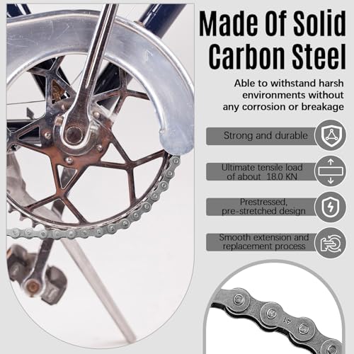 Image of Tandefio #40 20 ft Roller Chain for Gate Openers Carbon Steel Operator Chain with 2 Connecting Links for Extension Replacement Electric Automatic Sliding Gate Opener Garage Hanger Door Karts Bike
