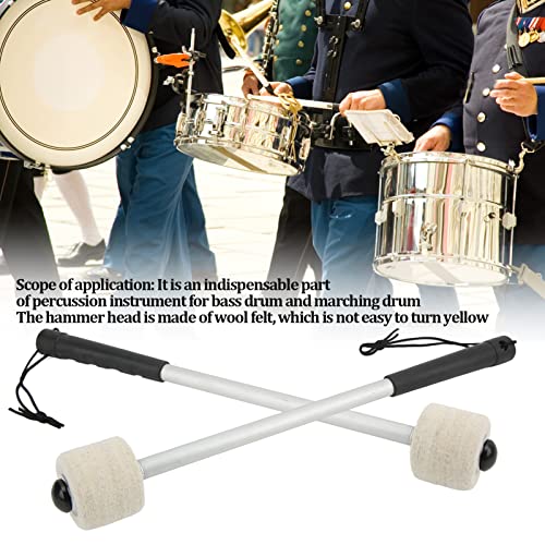 Eujgoov Marretas de percussão para bumbo bumbo e baquetas de percussão com cabo de metal, peças prát