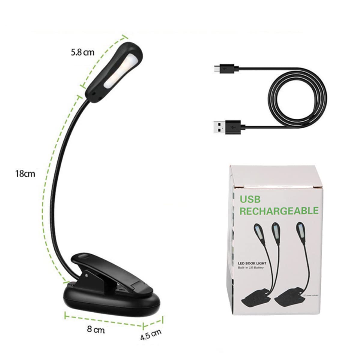 KKXXYQFC Lampada 1pc 3 9 Lampada da Tavolo da scrivania Lampada da Tavolo Ricaricabile Lampada da Tavolo Lampade da scrivania a LED Luce da Lettura con Clip Luce Notturna da Comodino Morsetto sulle