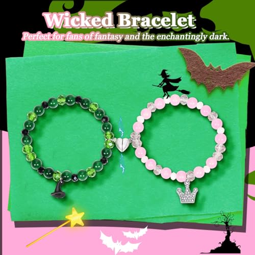 AICase Wicked Friendship Bracelets,Wicked Merch Elphaba Galinda Friendship Matching Bracelets Bff Witch Hat Crown Charms Jewelry Accessories,Movie Stuff Musical Merch for Fans -Valentine's Day Gifts4