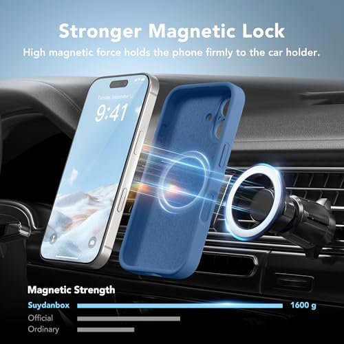 Image of Magnetic for iPhone 16 Plus Case, Compatible with MagSafe, [Full Camera Protection][Screen Protector] Silicone Shockproof Protective Phone Case for iPhone 16 Plus 6.7 inch, Lake Blue