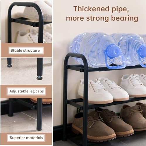 Image of Abja Novelties (Popular Rack In Us Market) Expandable Heavy Duty Shoe Rack, Adjustable Shoe Shelf Storage Organizer Metal Free Standing Home Shoe Rack (3 Tier, Black)