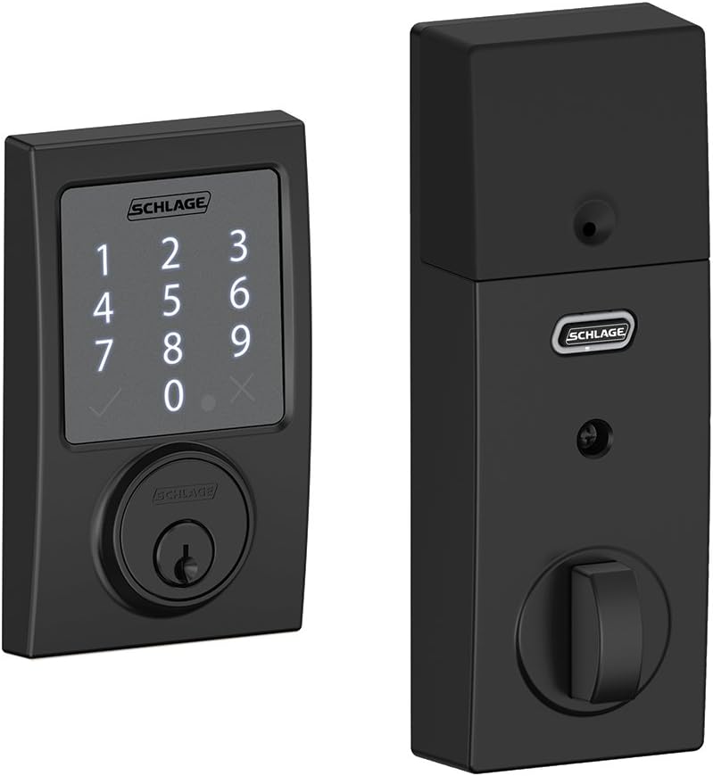 SCHLAGESense Smart Deadbolt with Century Trim in Matte Black (BE479 CEN 622) by Schlage Lock Company