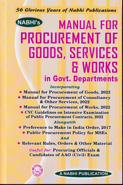 Manual for Procurement of Goods Services and Works in Govt Departments