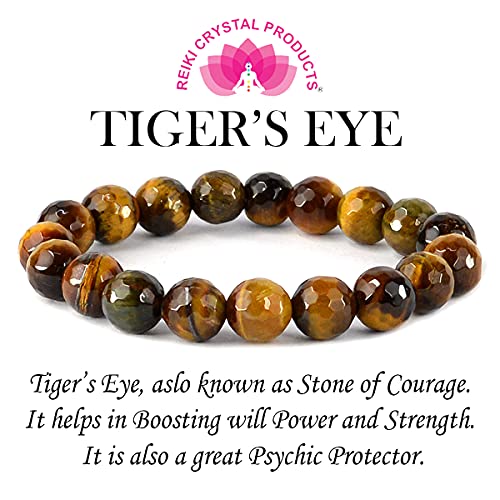 Image of Reiki Crystal Products Certified Natural Crystal Stone Diamond Cut /Faceted 10 mm Beads Bracelet for Men & Women | Reiki Charged Gemstone Jewellery | Multiple Stone Variants Available