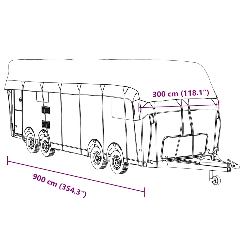 Wohnwagen-Dachabdeckung, grau, 900 x 300 cm, Vliesstoff, Schutzplane für Wohnwagen, Fahrzeugabdeckung für den Außenbereich