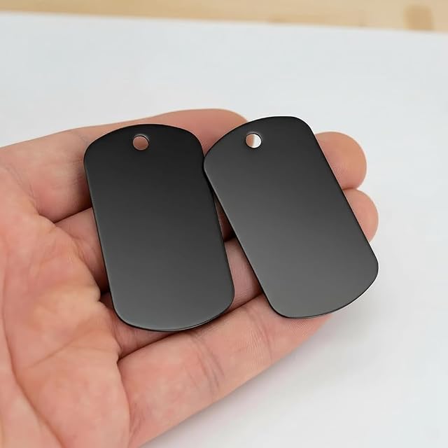 Foto 6 de 8 de Ounfhtrttk 50 Placas de Identificación para Perros de Aluminio Anodizado Negro, en Formato Metálico
