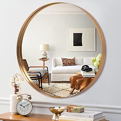 Neutype 36 Inch Round Mirror Circle Mirrors For Wall, Gold Bathroom Mirror For Wall Round Mirrors For Bathroom Vanity, Wall Mounted Deep Set Aluminum Alloy Frame For Bathroom, Living Room, Bedroom #TOP26