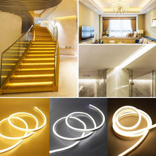 Mangueira 5m Fita Led Neon Corte Flexível 12v + Fonte 5A (Branco Quente)