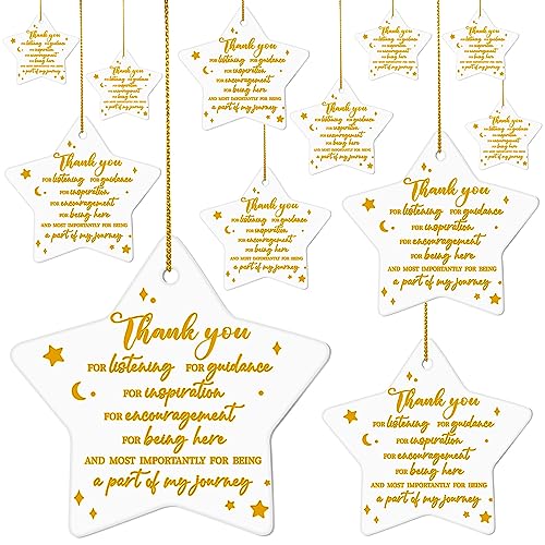 Suzile 12 peças, presentes de agradecimento, enfeites de Natal, presentes de equipe em forma de estrela, presentes para funcionários voluntários, enfeites de cerâmica pendurados para mulheres, homens,