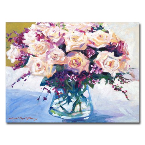 Roses In Glass By David Lloyd Glover, 35X47-Inch Canvas Wall Art #TOP9