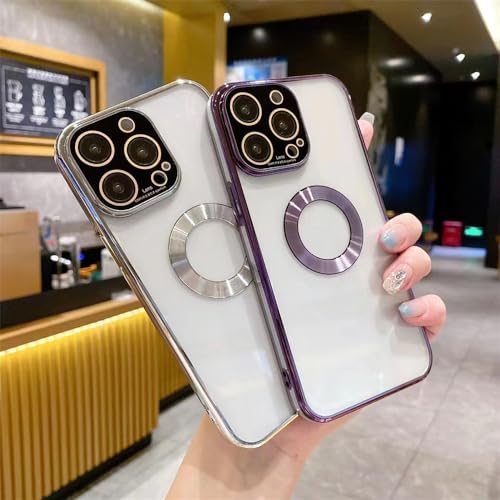 Étui iPhone 14 Pro Max ENILSA avec motif CD plaqué et couverture transparente violette - 2