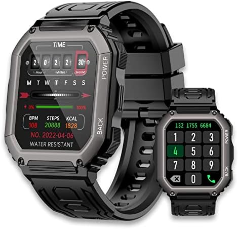 Hemisol Military Smart Watches for Men Bluetooth Call (Answer/Make Call) 5ATM Waterproof Outdoor Tactical Sports Watch for Android iOS iPhones，1.8" Fitness Tracker Smartwatch with Sleep Tracker