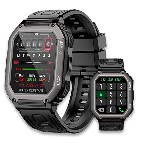 Hemisol Military Smart Watches for Men Bluetooth Call (Answer/Make Call) 5ATM Waterproof Outdoor Tactical Sports Watch for Android iOS iPhonesï¼1.8