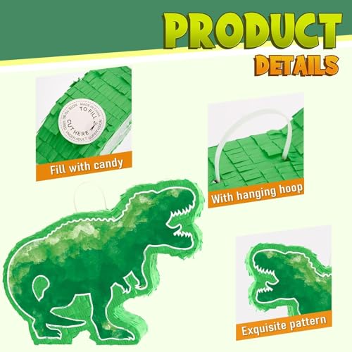 image for WERNNSAI Dinosaur Piñata - Watercolor Green Dinosaur Piñata Birthday