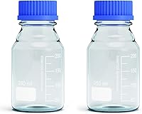 Vista 8 de Botellas de vidrio de almacenamiento de 33.8 fl oz, 2 botellas redondas de almacenamiento de medios, botellas de vidrio de borosilicato, botellas