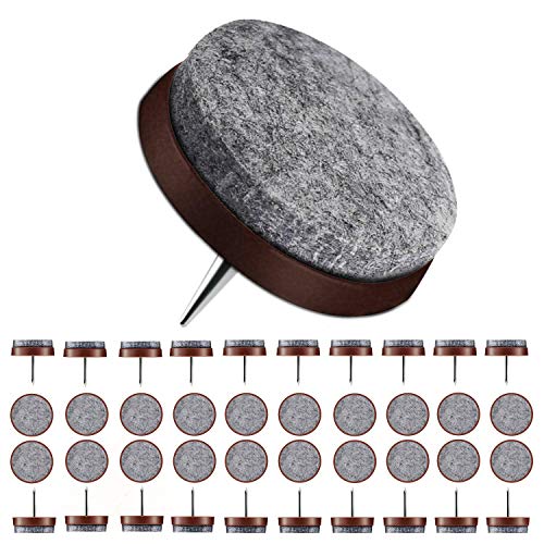 40pcs Furniture Felt Pads, HXAYR Non Slip Round Nail-on Furniture Slider Glide Pad Floor Protectors for Hard Wooden Leg Feet of Chair Sofa Table Cabinet Stool(Î¦20mm or 0.79", Brown)