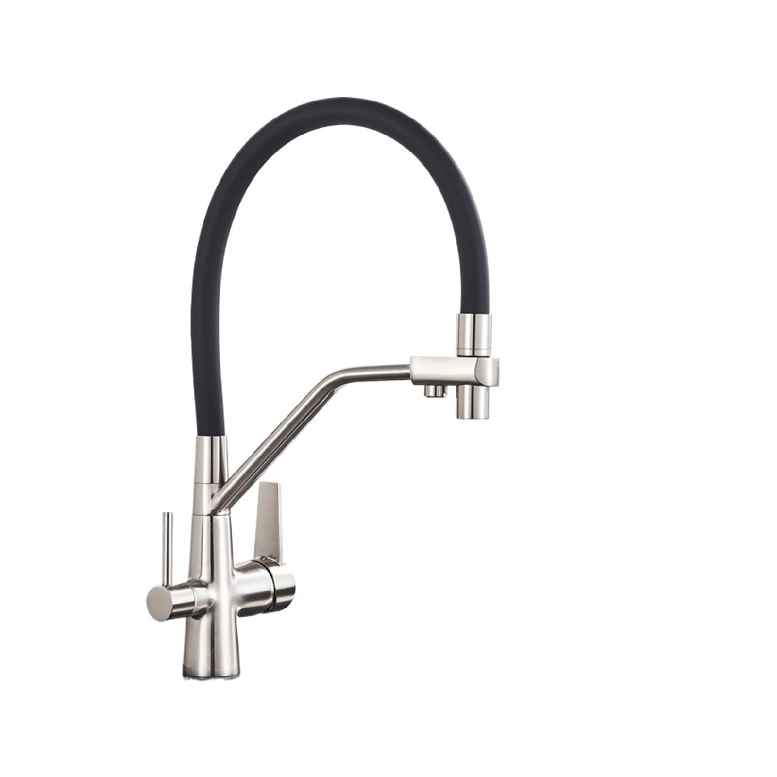 1PCS Filtration Küchenarmatur Reinigung Küchenarmatur 360 Grad drehbarer Wasserfiltrationshahn Küche Dreiwege-Warm- und Kaltmisch-Spülbeckenhahn (Color : Brushed Nickel)
