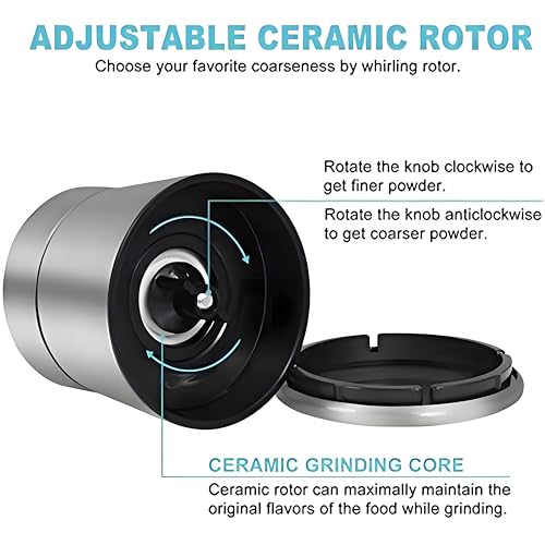 طقم مطحنة فلفل يدوية شفاف من الفولاذ المقاوم للصدأ مع خشونة قابلة للتعديل من قطعتين قابلة لإعادة الملء من هوبزوزا موديل A001-2