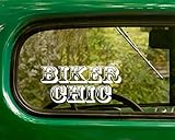 2 Biker Chic Decal Woman Motorcycle Rider Stickers White Die Cut for Window Car Jeep 4x4 Truck Laptop Bumper Rv